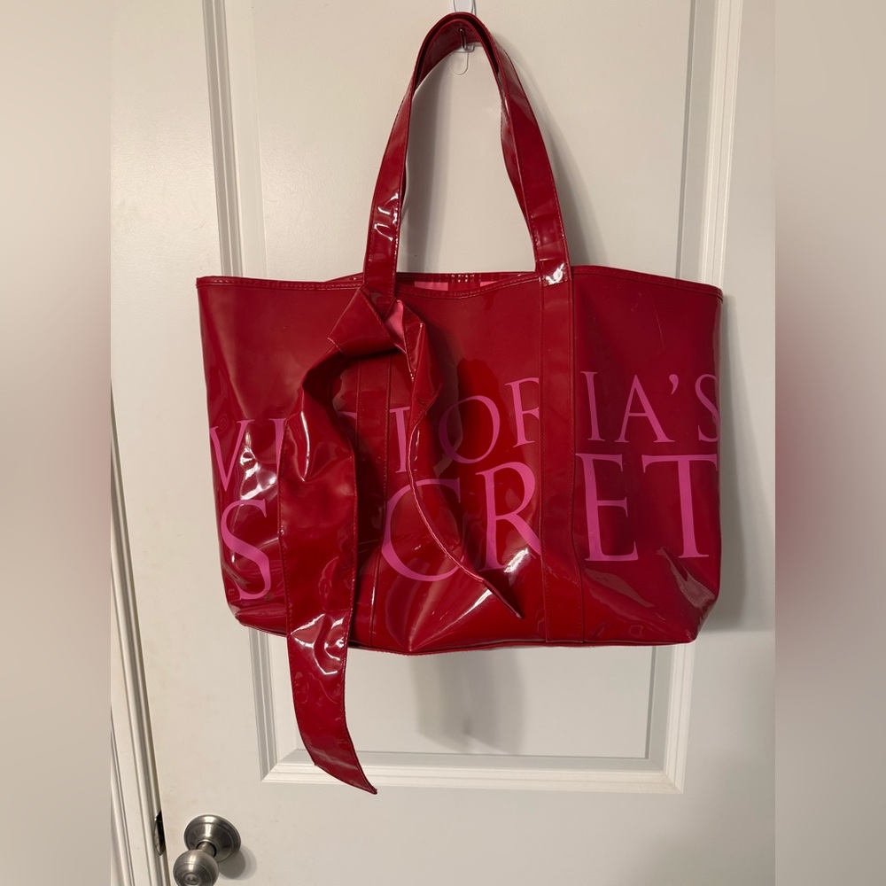 Victoria's Secret Glossy Red and Pink Tote